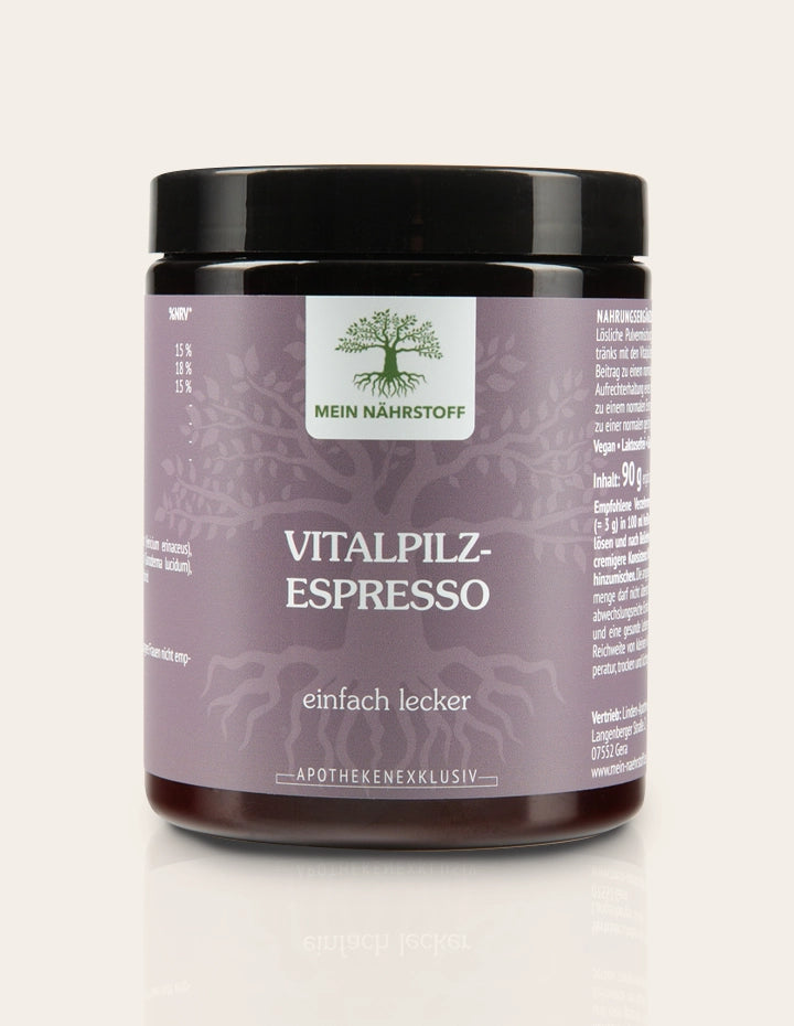 Vitalpilz-Espresso von MEIN NÄHRSTOFF – lösliches Pilzgetränk mit Reishi, Hericium und Cordyceps für Genuss und Wohlbefinden